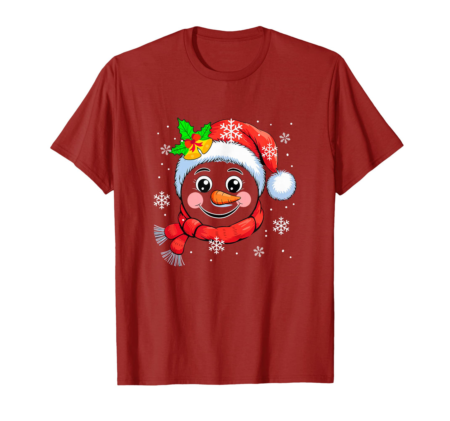 Funny Snowman Face Christmas Floral Colorful Costume Family T-Shirt