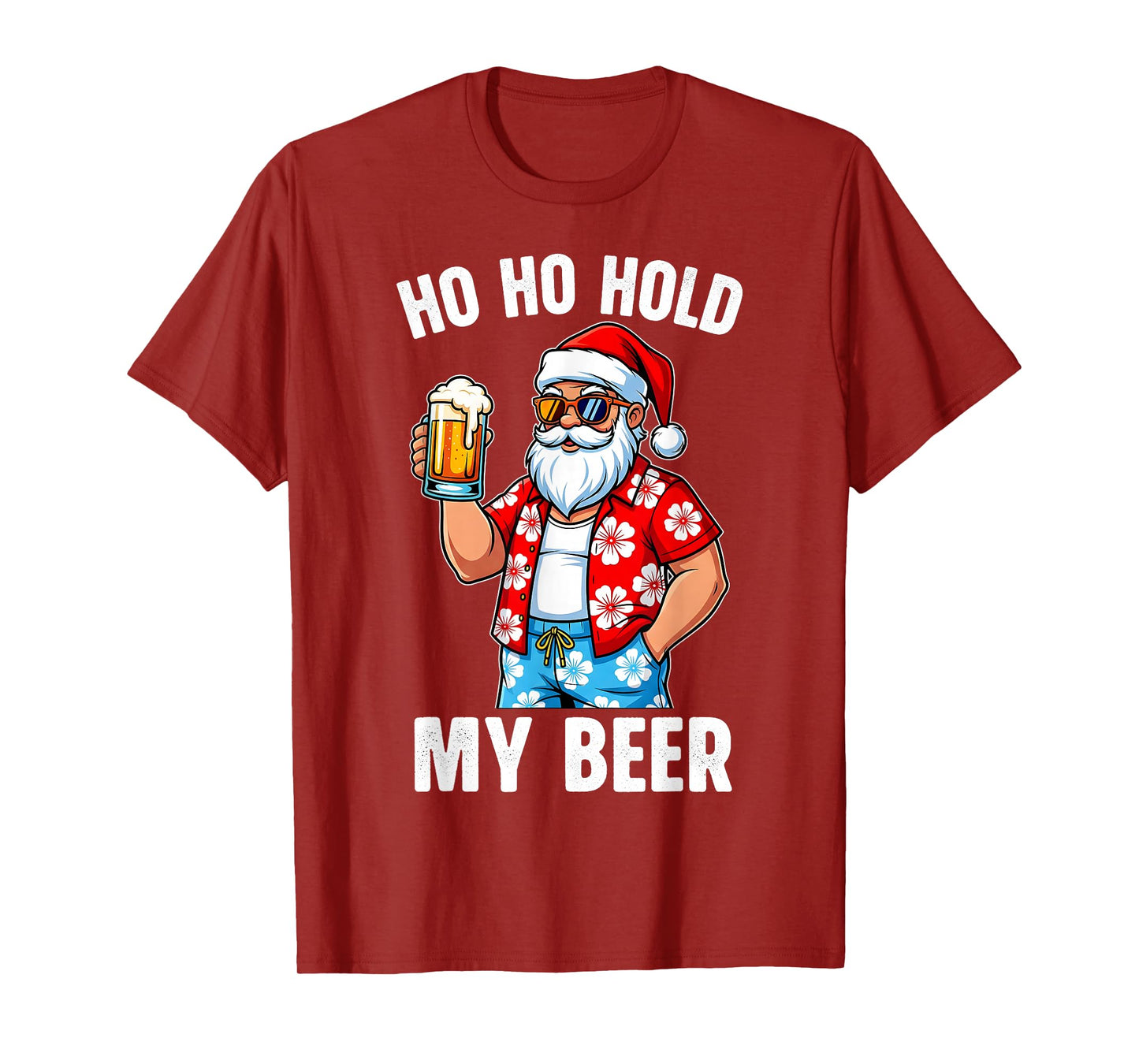 Funny Santa with Sunglasses and Beer Christmas in July T-Shirt