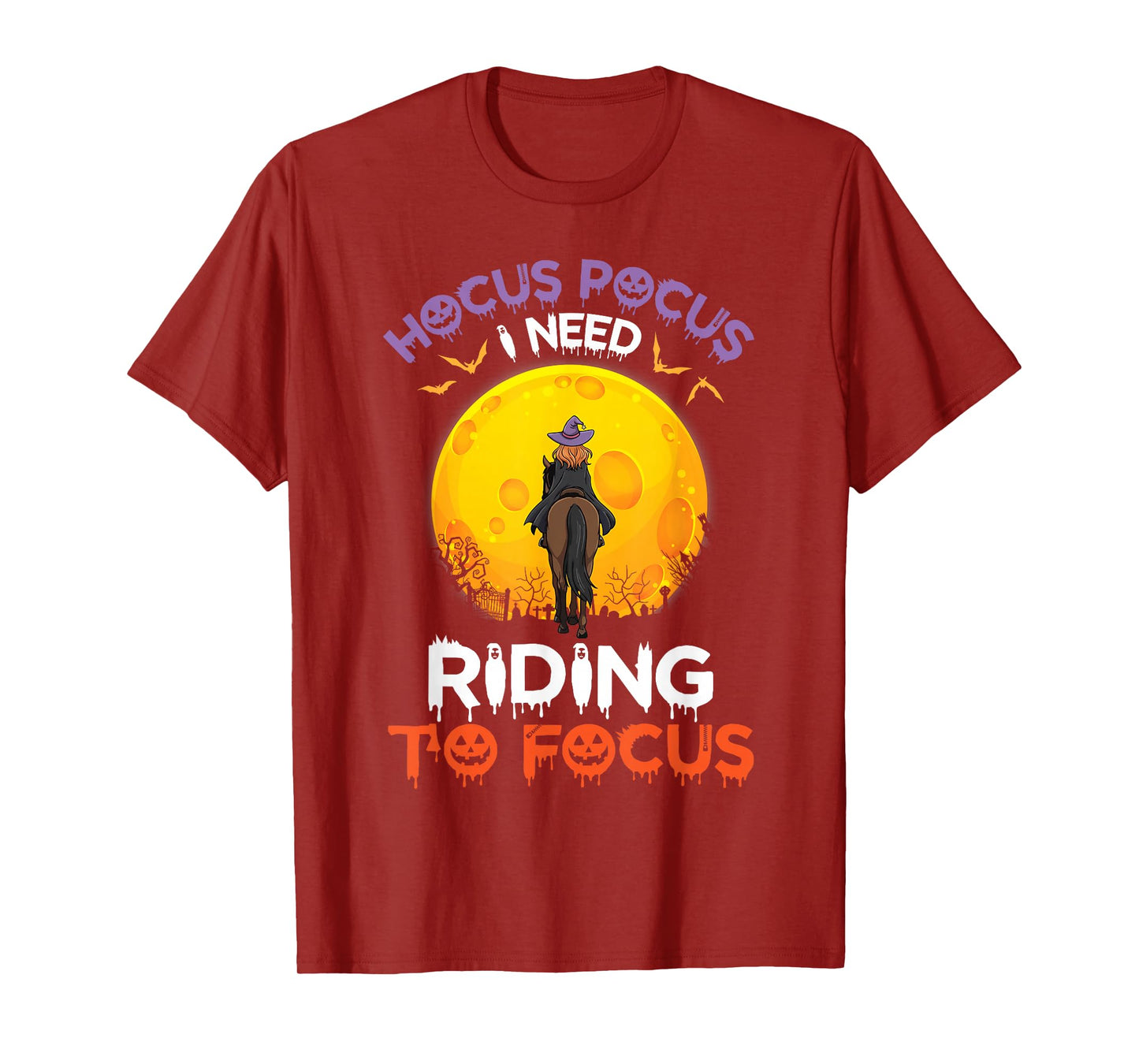 Spooky Magic I Need Riding to Focus Witch Horse Halloween T-Shirt