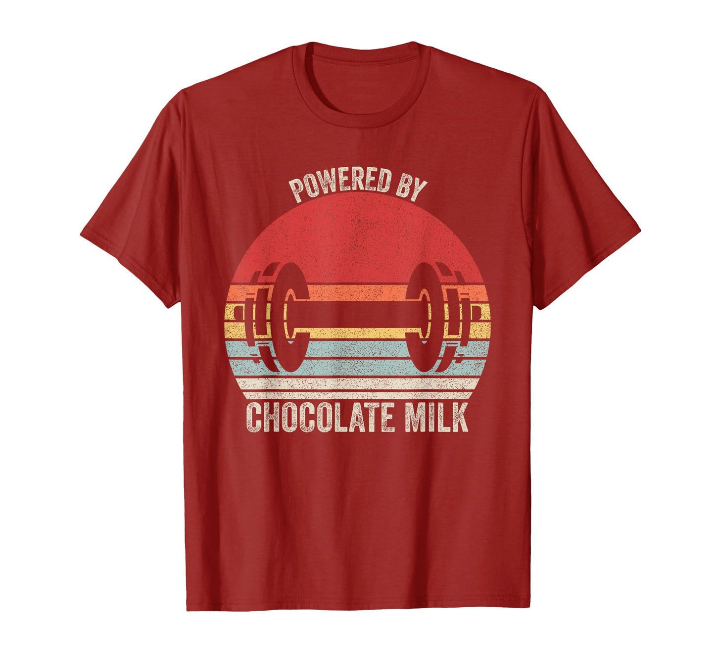 Vintage Retro Powered By Chocolate Milk Shirt Weight Lifting T-Shirt