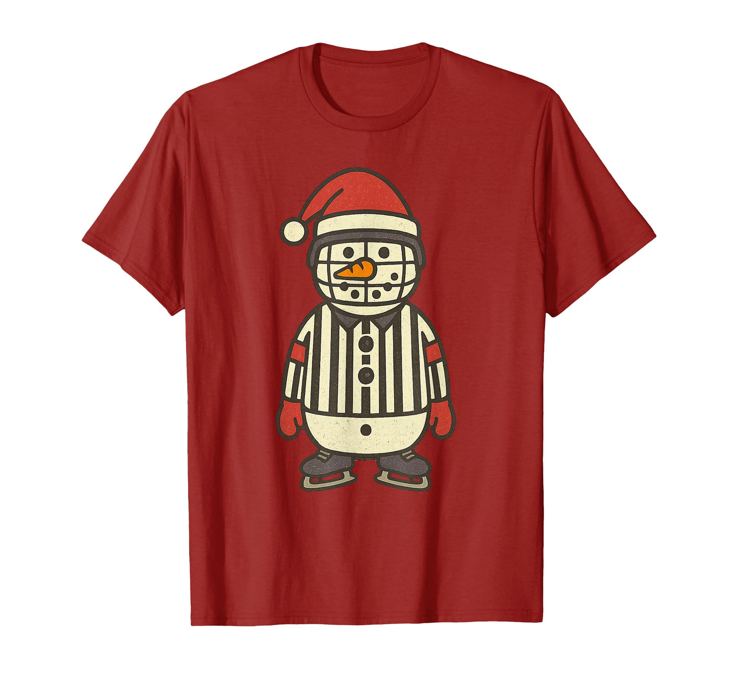 Snowman Referee Ice Hockey Christmas Vintage Funny Xmas T-Shirt