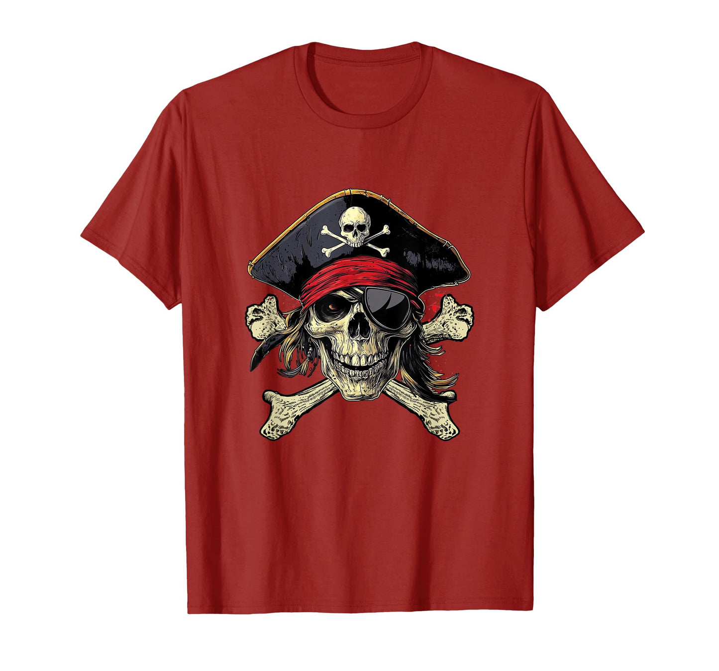 Pirate Skull Crossbones Halloween Costume Buccaneer Men Boy T-Shirt