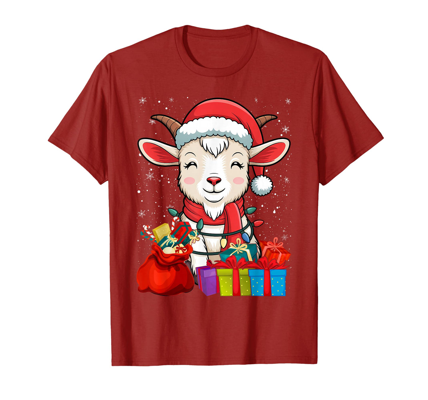 Goat Christmas Santa Hat Xmas Kids Boys Girls T-Shirt