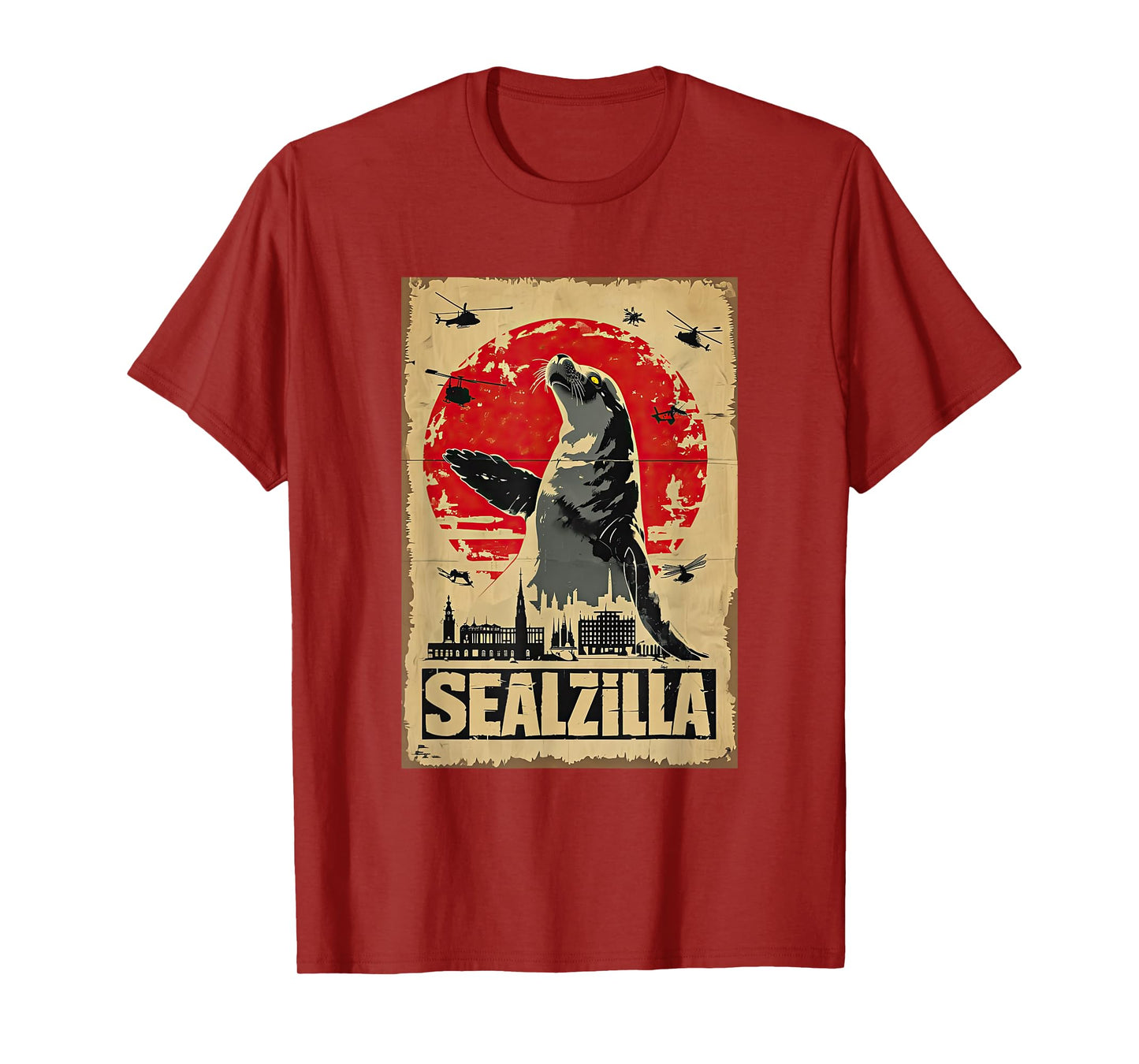 Sealzilla Vintage Monster Berlin Skyline Japanese Art Seal T-Shirt