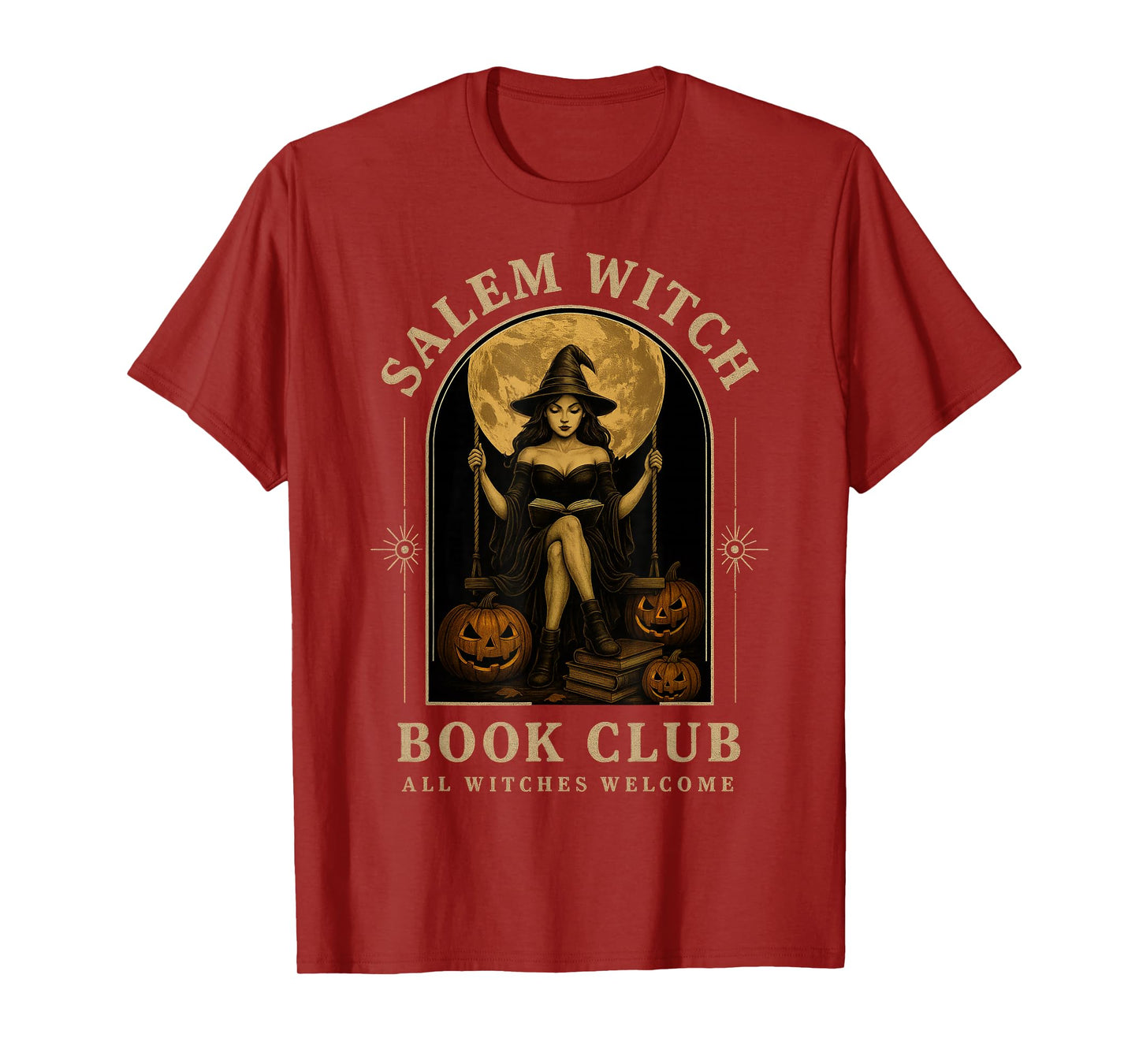 Salem Witch Book Club Bookish Halloween Full Moon Reader T-Shirt