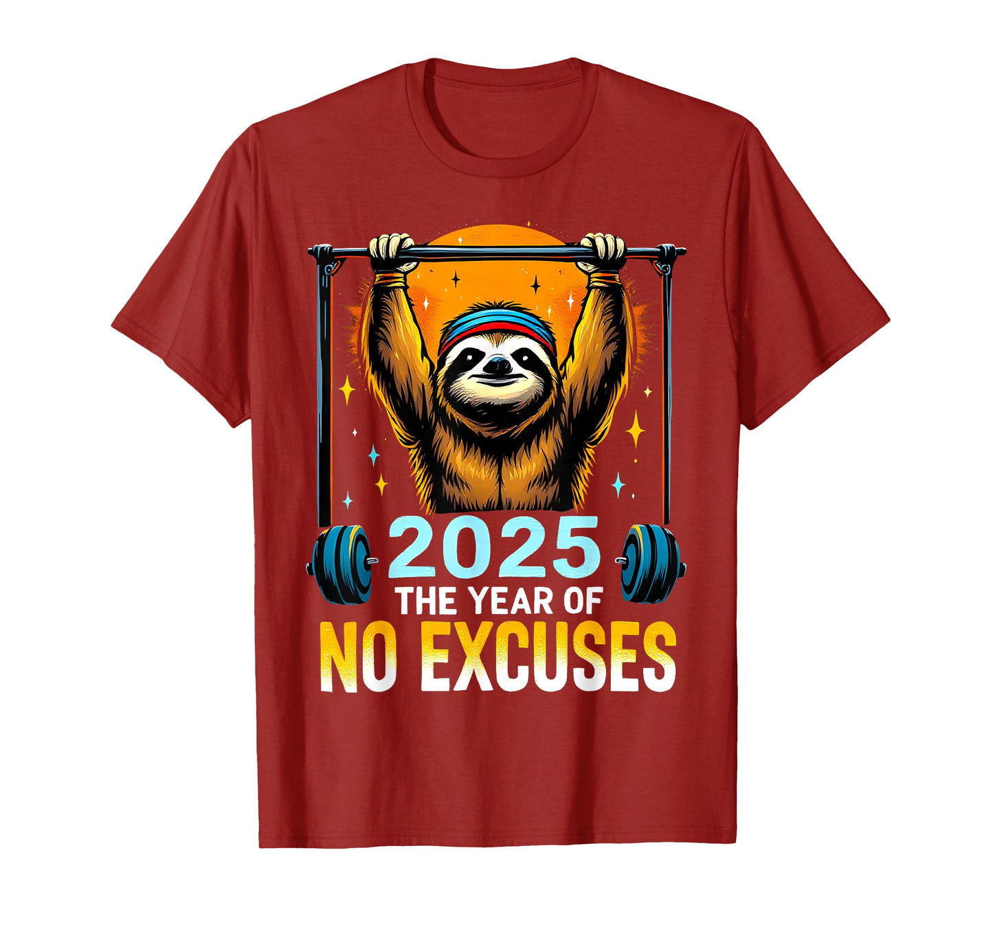 2025 Resolution Funny Fitness Workout Gym Sloth Weight Loss T-Shirt