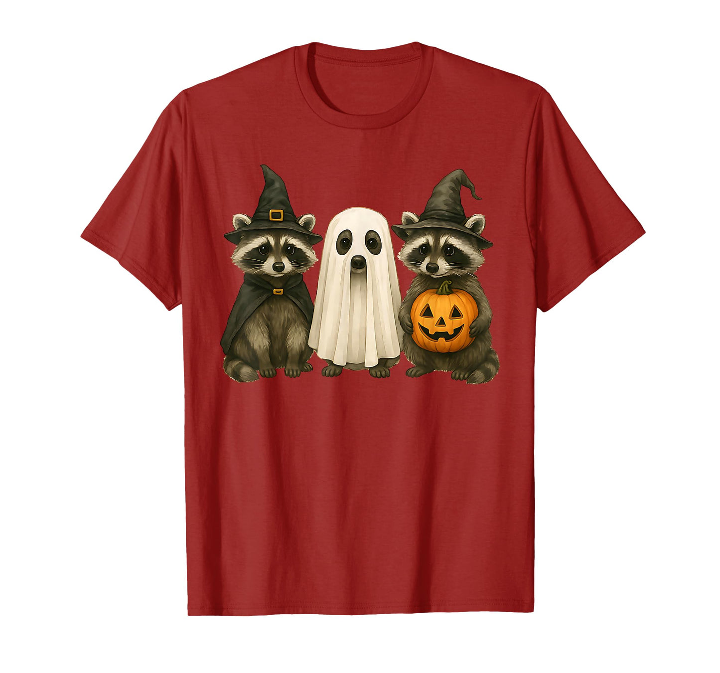 Raccoon Halloween Trash Panda Witch Ghost Pumpkin T-Shirt