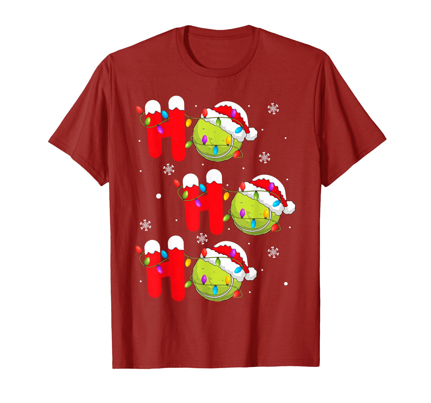 Tennis Ball Christmas Ho Ho Ho Santa Sports Player Xmas T-Shirt