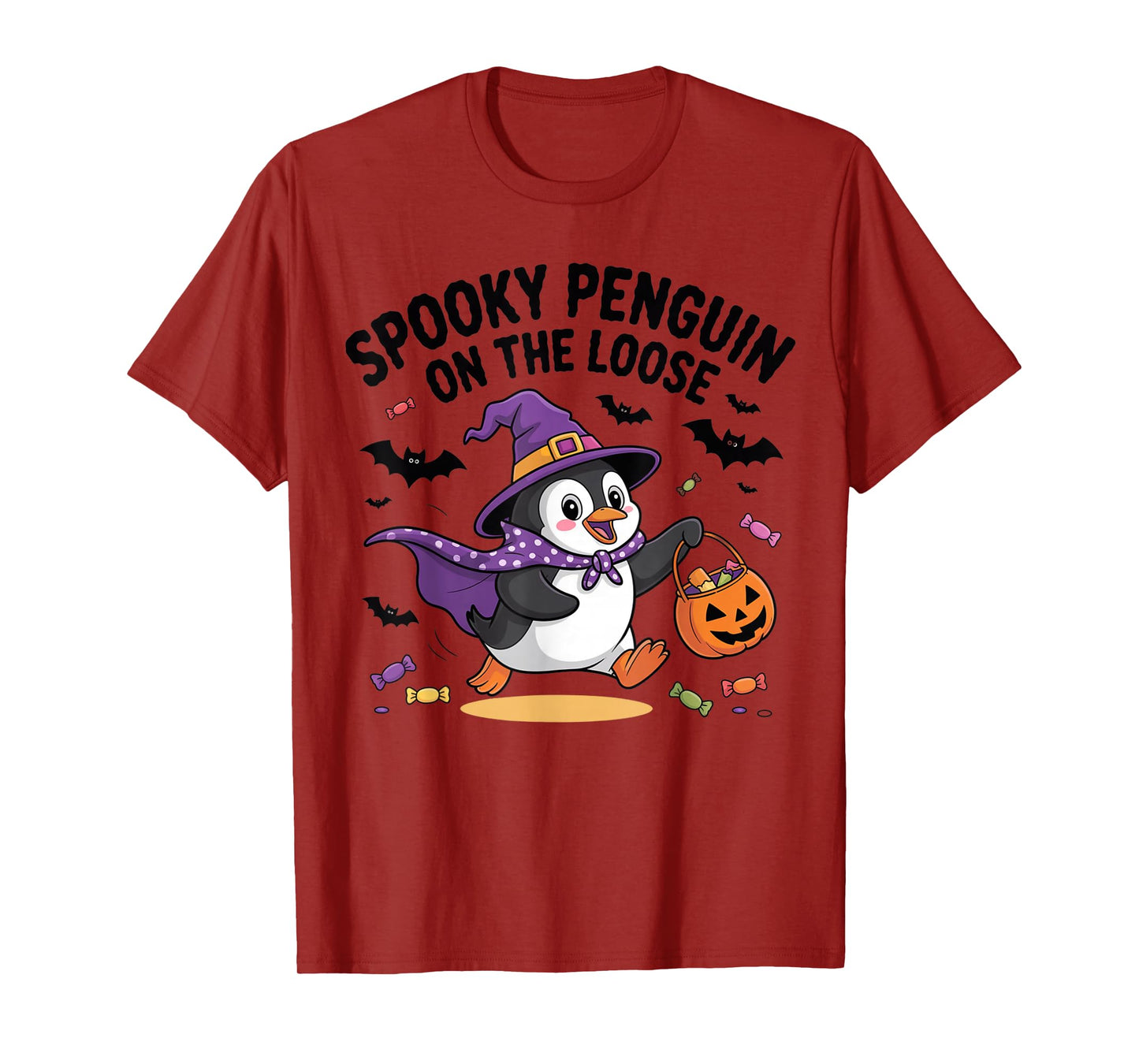 Spooky Penguin On The Loose Funny Halloween Costume T-Shirt