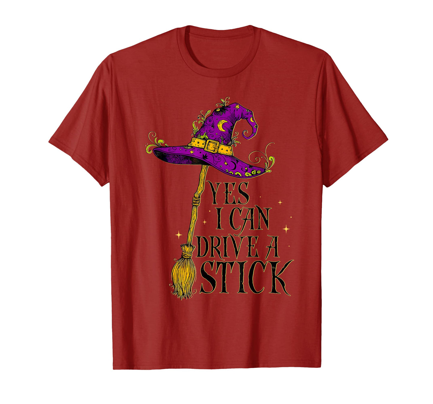 Yes I Can Drive A Stick Witch Broom Witch Hat Halloween Kids T-Shirt