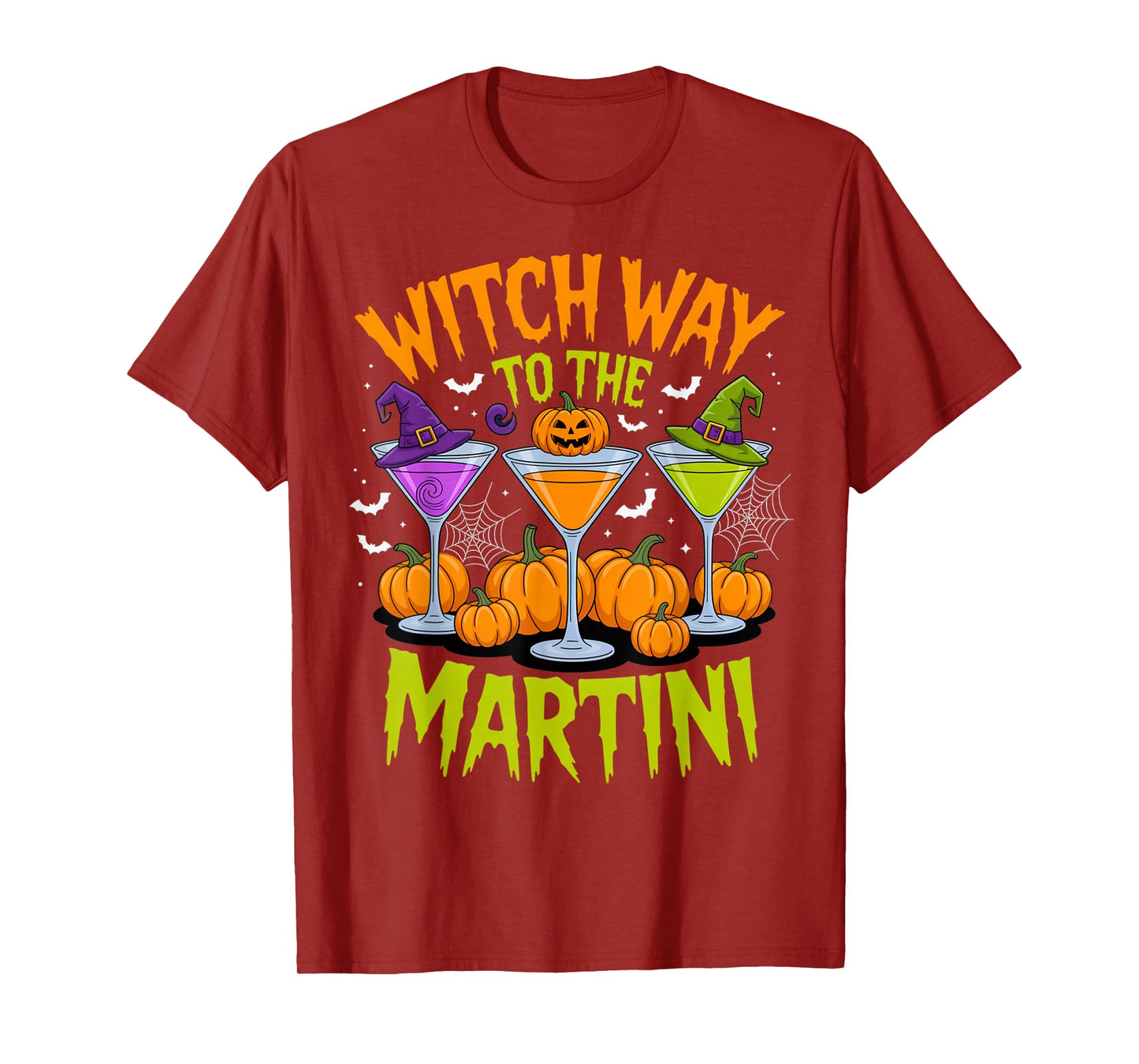 Witch Way to The Martini Funny Halloween Cocktail Outfit T-Shirt