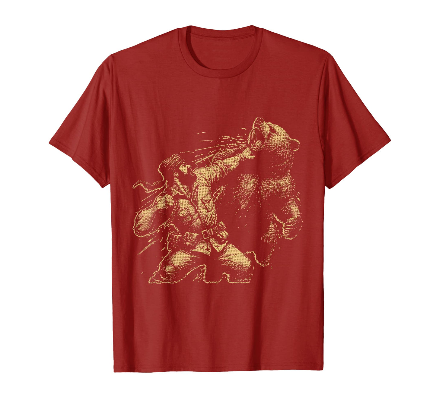 Bear Funny Man Punching Bear Retro Vintage Hunting Camping T-Shirt