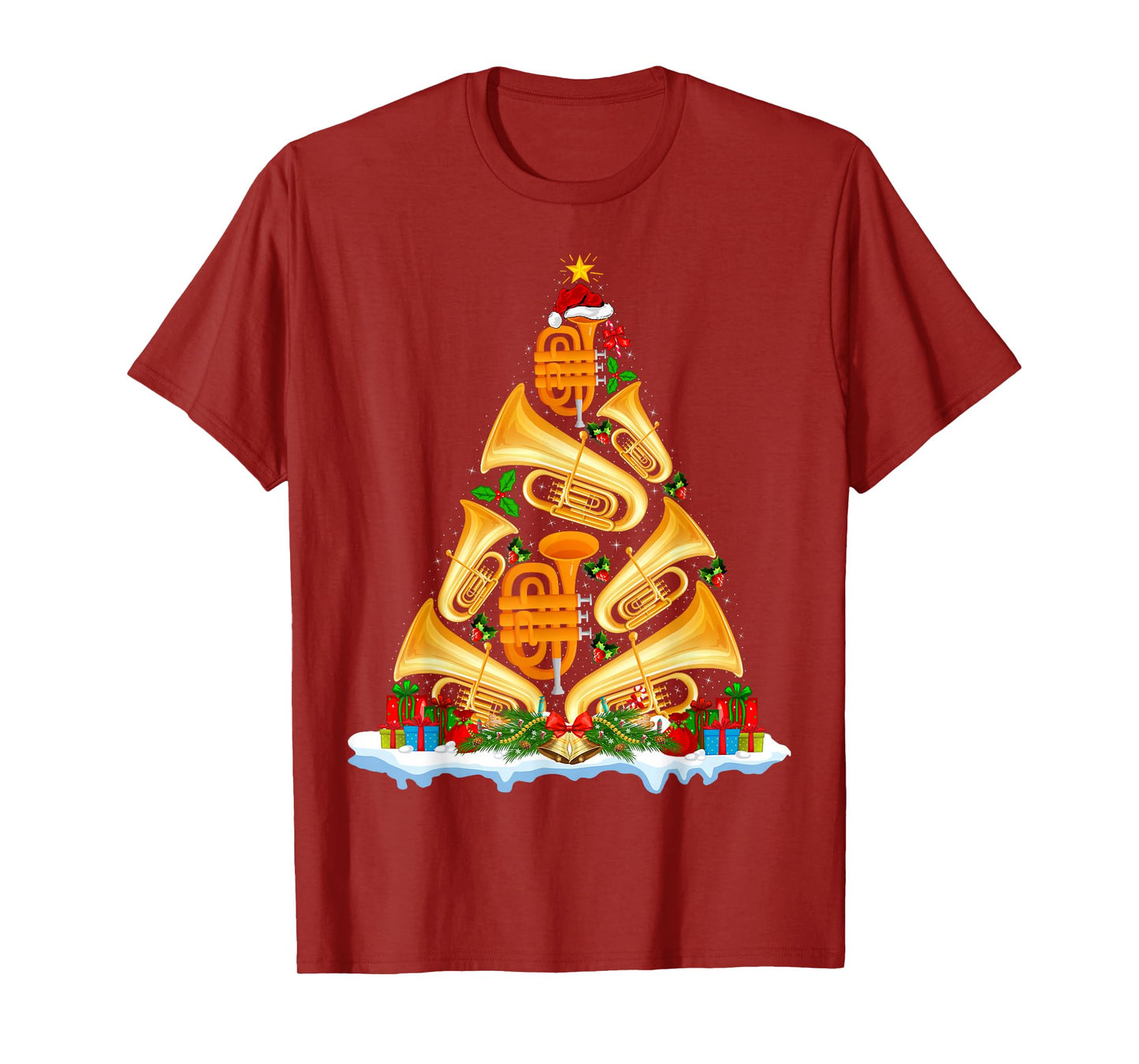 Tuba Christmas Tree Lights Tuba Music Lover Musical Xmas T-Shirt