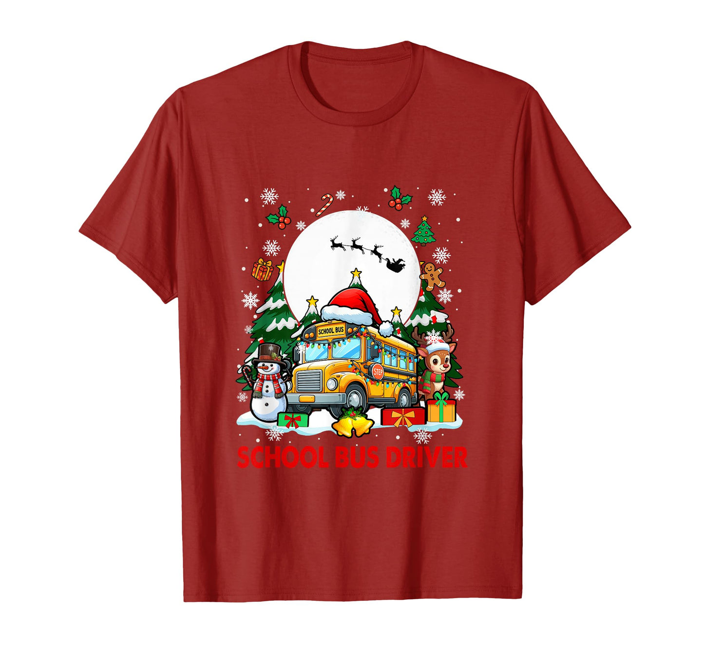 School Bus Driver Job Tools Santa Snowmen Reindeer Christmas T-Shirt