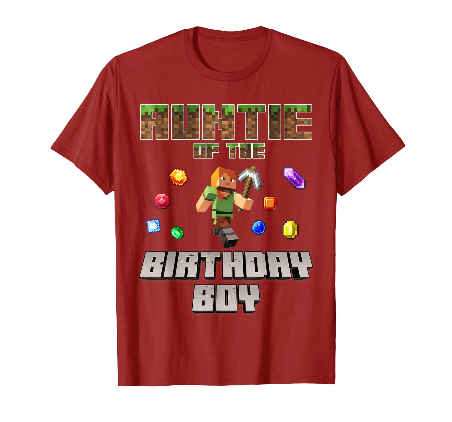 Auntie Of The Birthday Boy Video Gamer Pixel Number T-Shirt