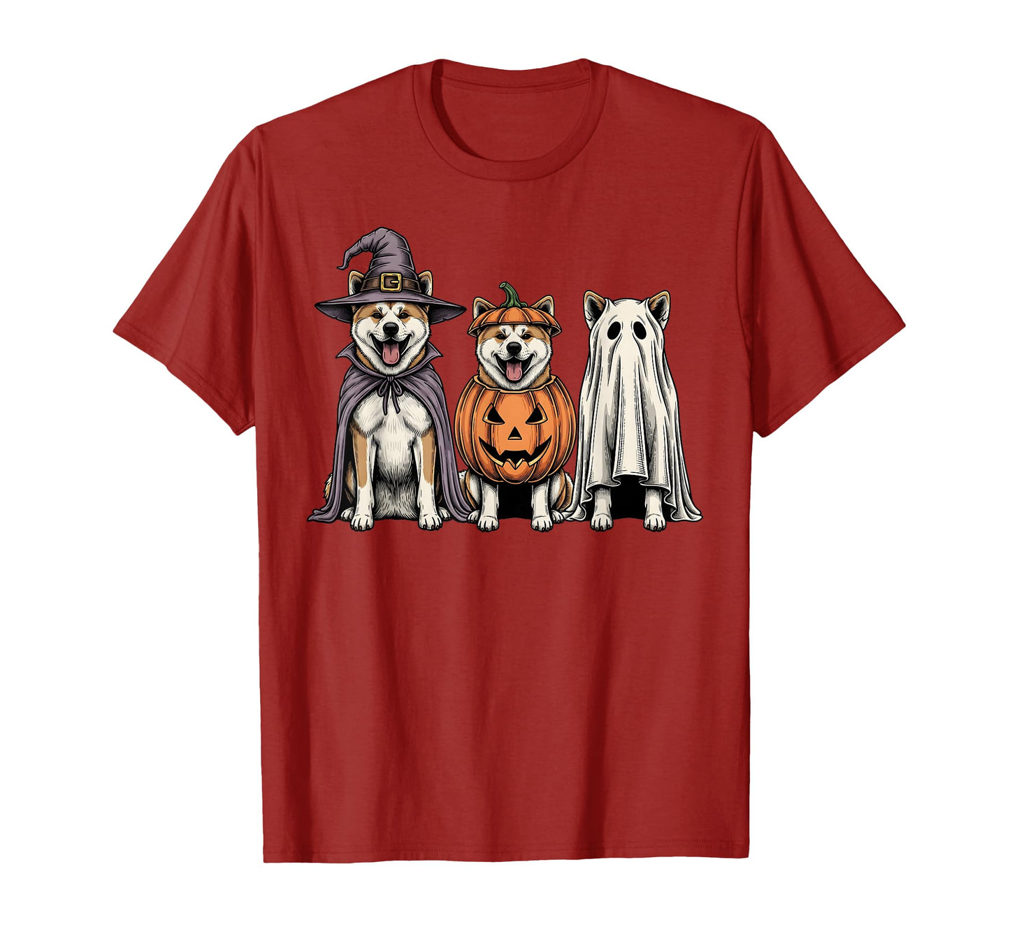 Spooky Ghost Akita Inu Pumpkin Halloween Dog Lover T-Shirt