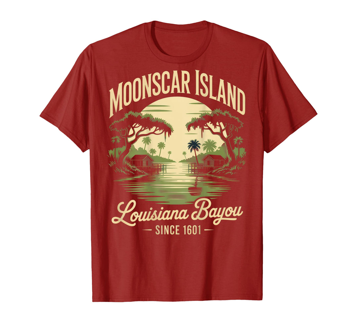 Moonscar Island Louisiana Bayou Retro Landscape Nostalgic T-Shirt