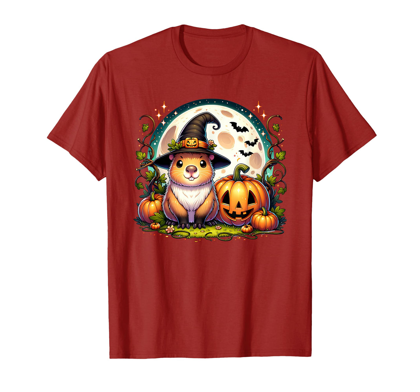 Capybara Witch Jack-o-Lantern Pumpkin Halloween Graphic T-Shirt