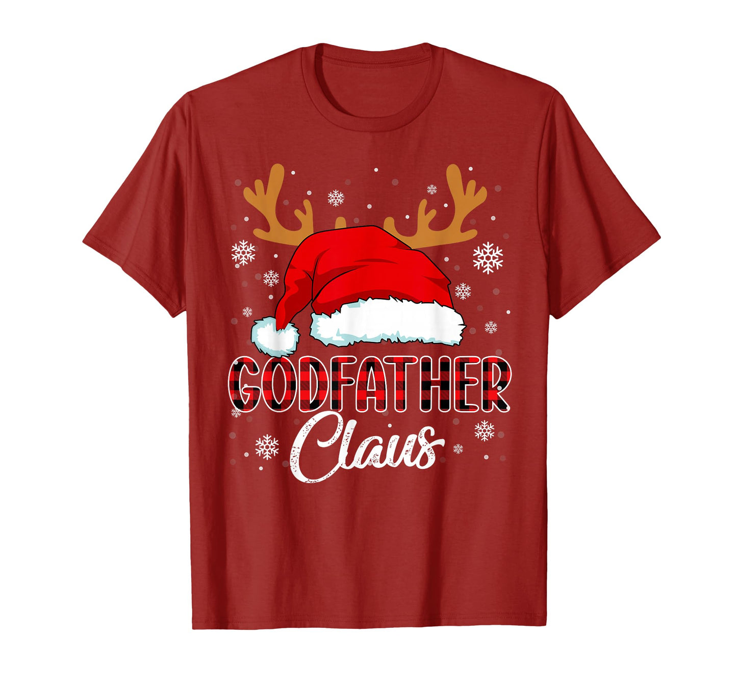 Godfather Claus Santa Christmas Red Plaid Matching Family T-Shirt