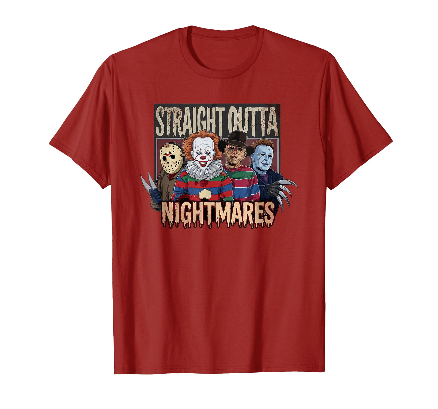 Vintage Horror Halloween Scary Straight Outta Nightmares T-Shirt