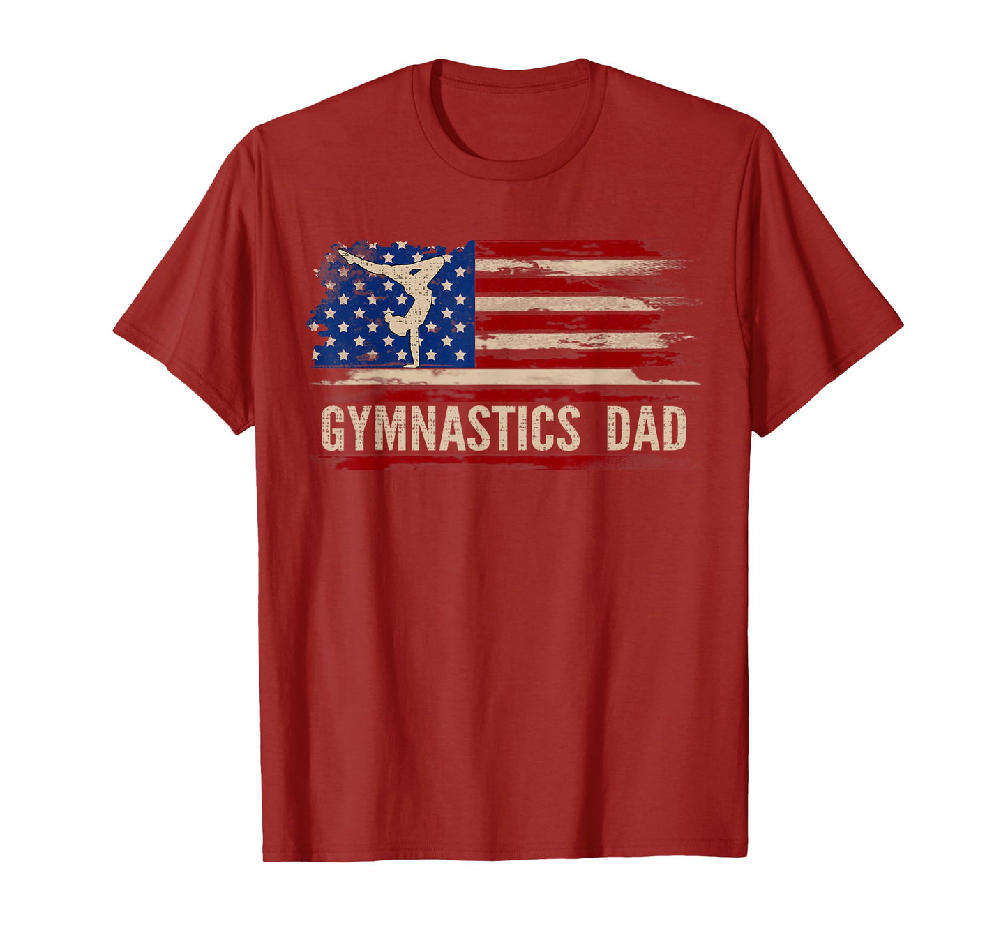 Vintage Gymnastics Dad American USA Flag Sports Gift T-Shirt for Women Kids Men