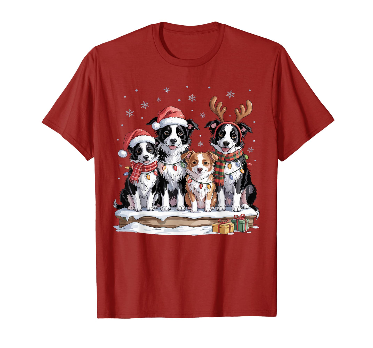 Cute Border Collie Christmas Puppies Dog Lovers Holiday T-Shirt
