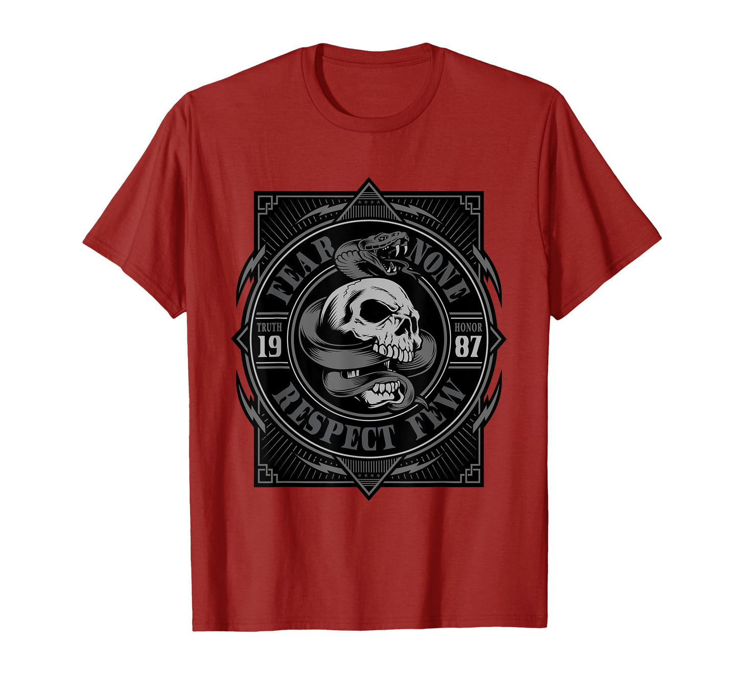Biker Shirt, T-Shirt, Skull, fear none, respect few, men T-Shirt