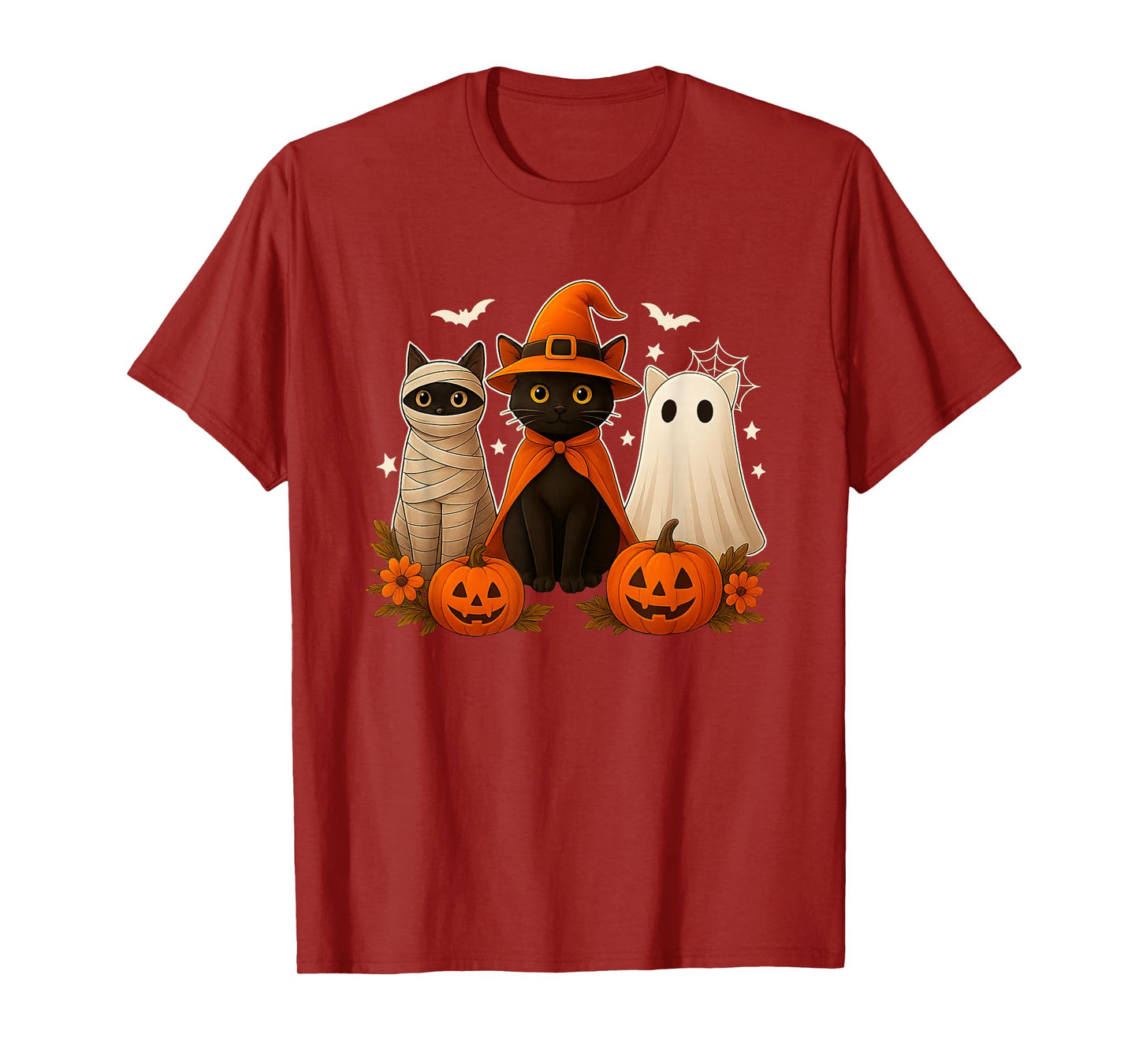 Halloween Black Cat Witch Scary Pumpkin Women Men Kids T-Shirt
