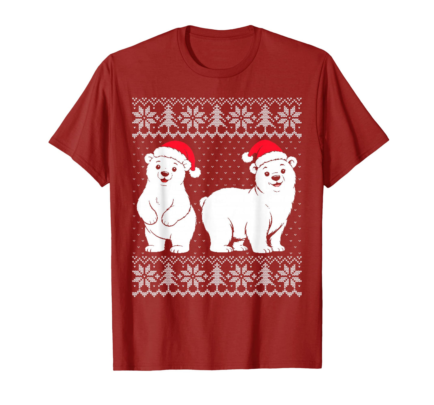 Christmas Polar Bear Ugly Sweater, Cute White Bear Santa hat T-Shirt