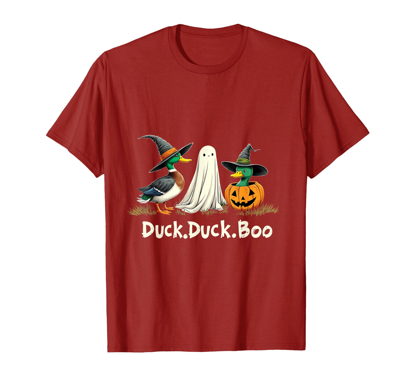 Duck Duck Boo Funny Duck Goose Witch Pumpkin Halloween T-Shirt