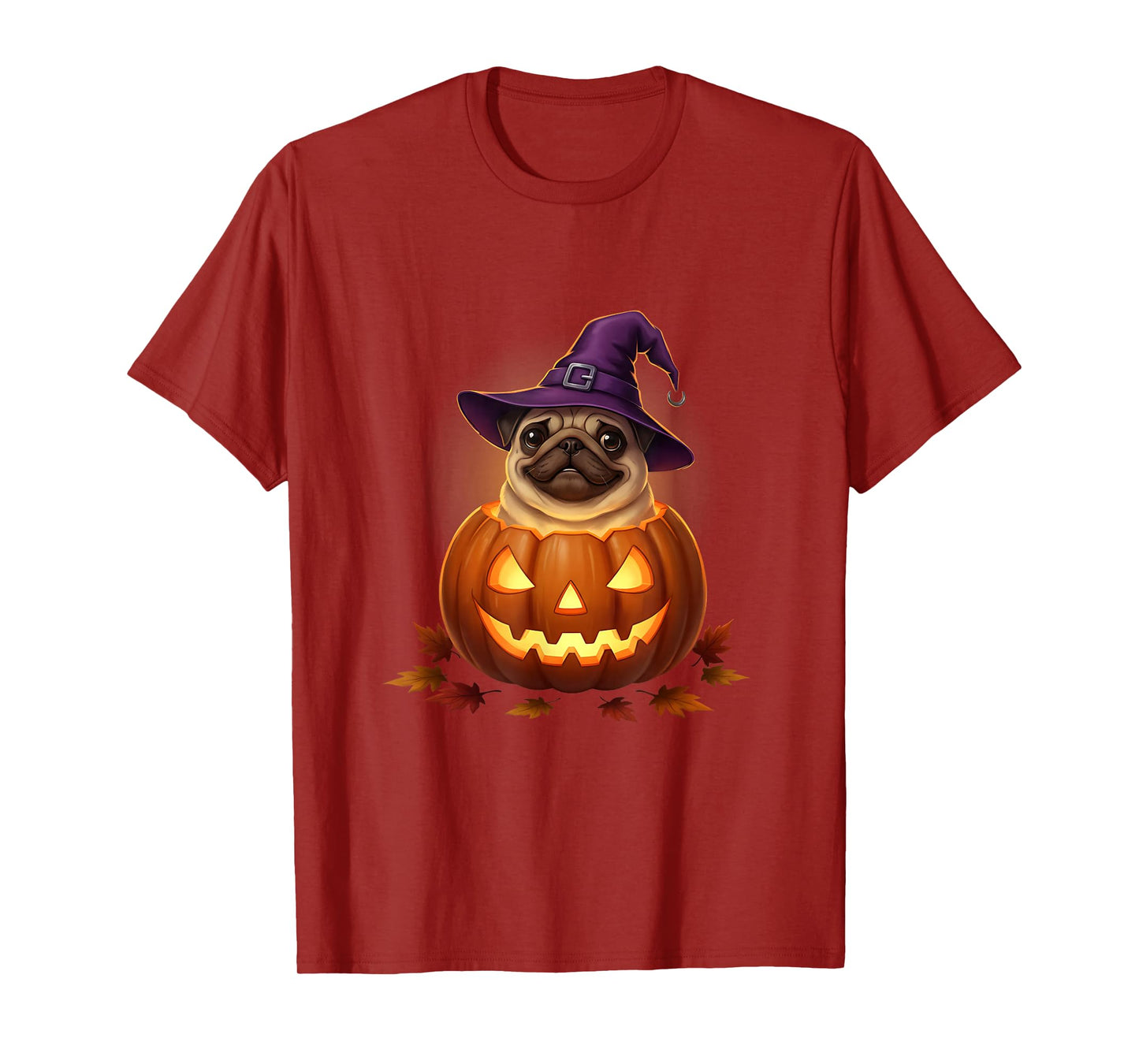 Funny Pug in Halloween Pumpkin Wearing Witch Hat Pug Mom Dad T-Shirt