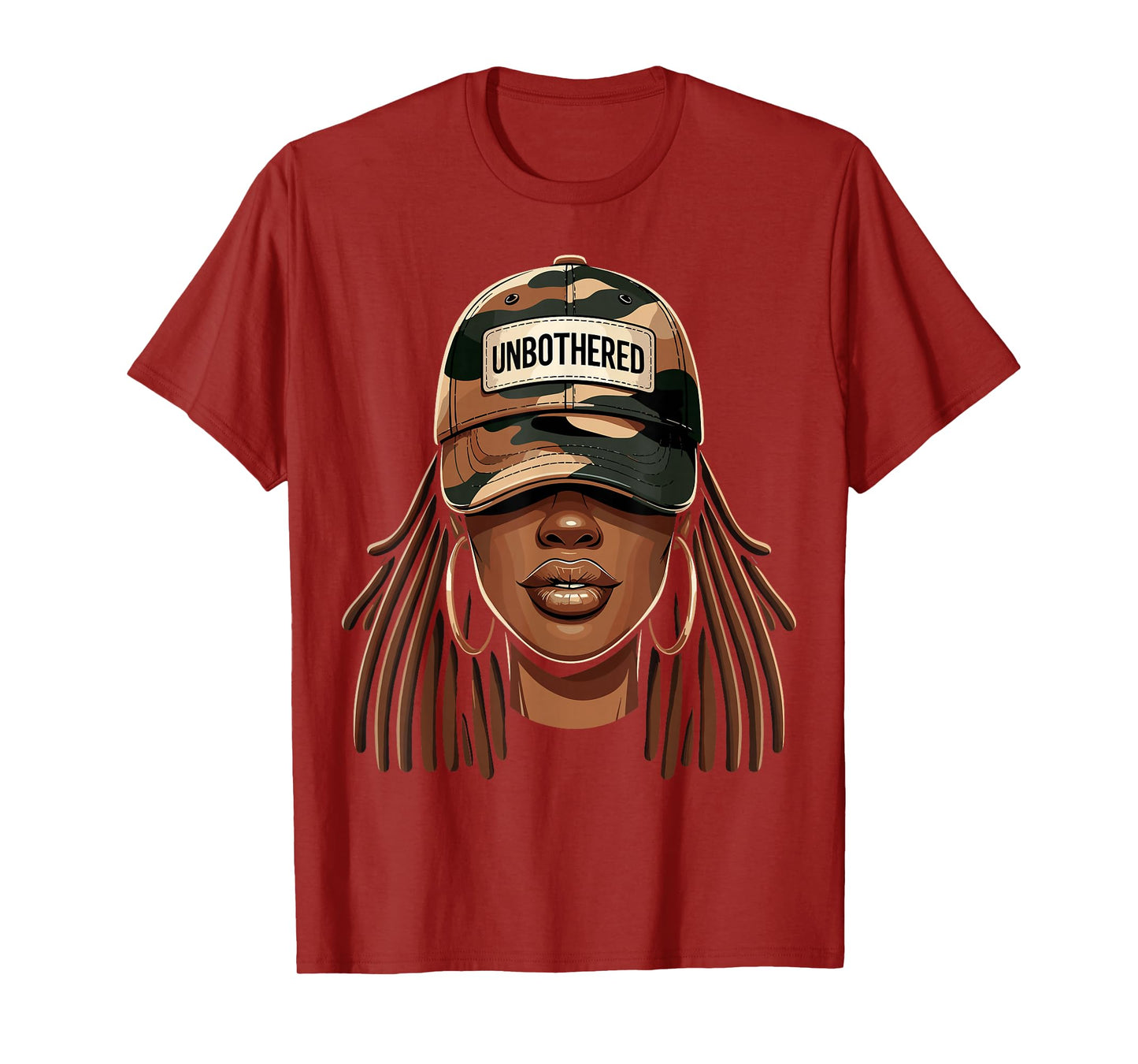 Unbothered Black Girl With Cap Camo Afro Woman T-Shirt