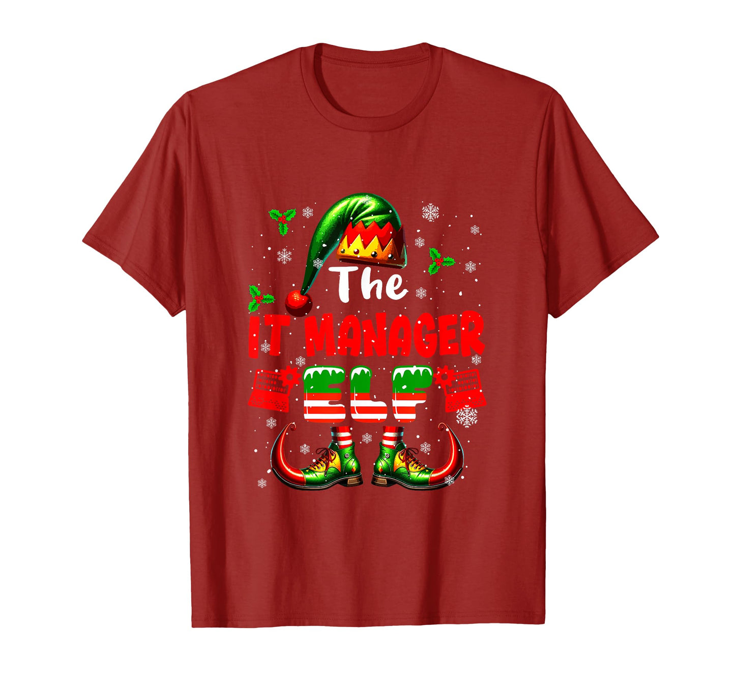 The IT Manager Elf Christmas Funny Job Team Matching Parties T-Shirt