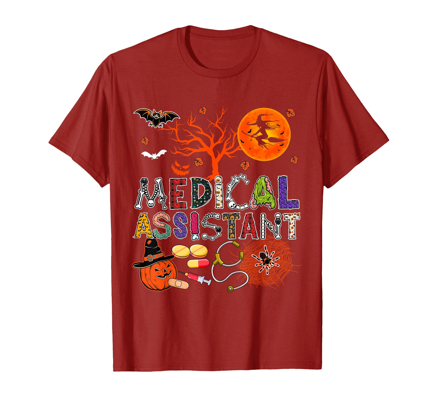 Medical Assistant Halloween Zombie Costume Scary Pumpkin T-Shirt