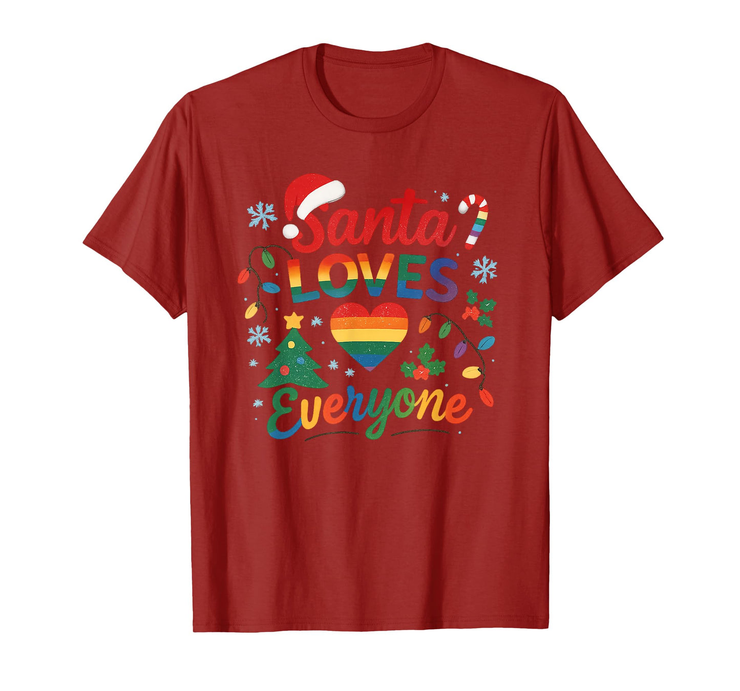 Santa Loves Everyone LGBTQ Christmas Gay Pride Inclusive T-Shirt