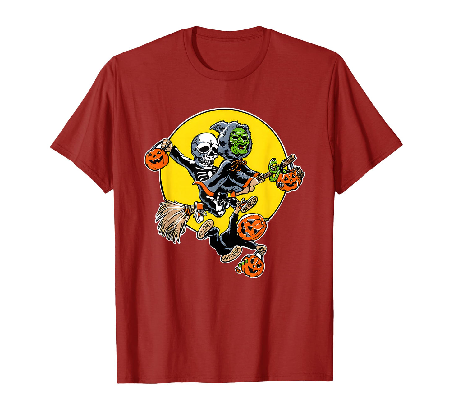 Witch and Skeleton Trick Or Treating Halloween T-Shirt
