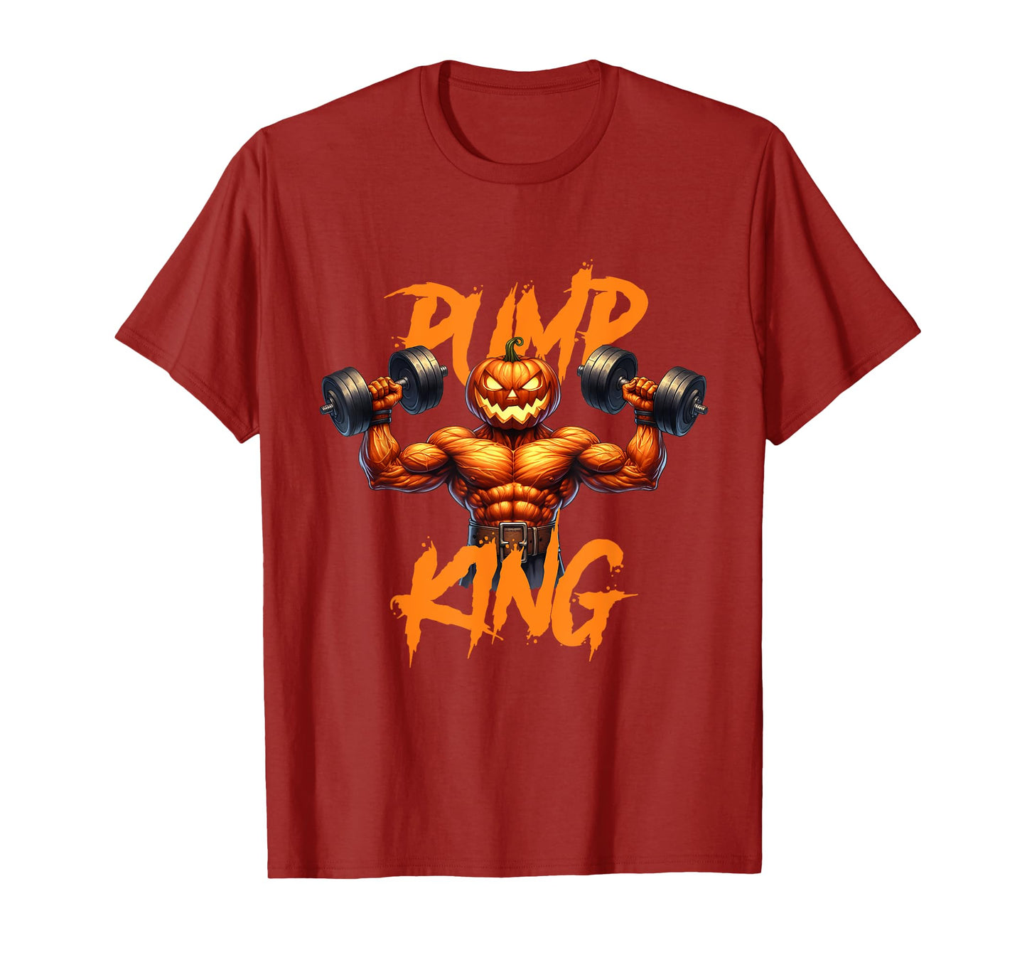 Pump King Gym Workout Lifting Pumpkin Pun Funny Halloween T-Shirt