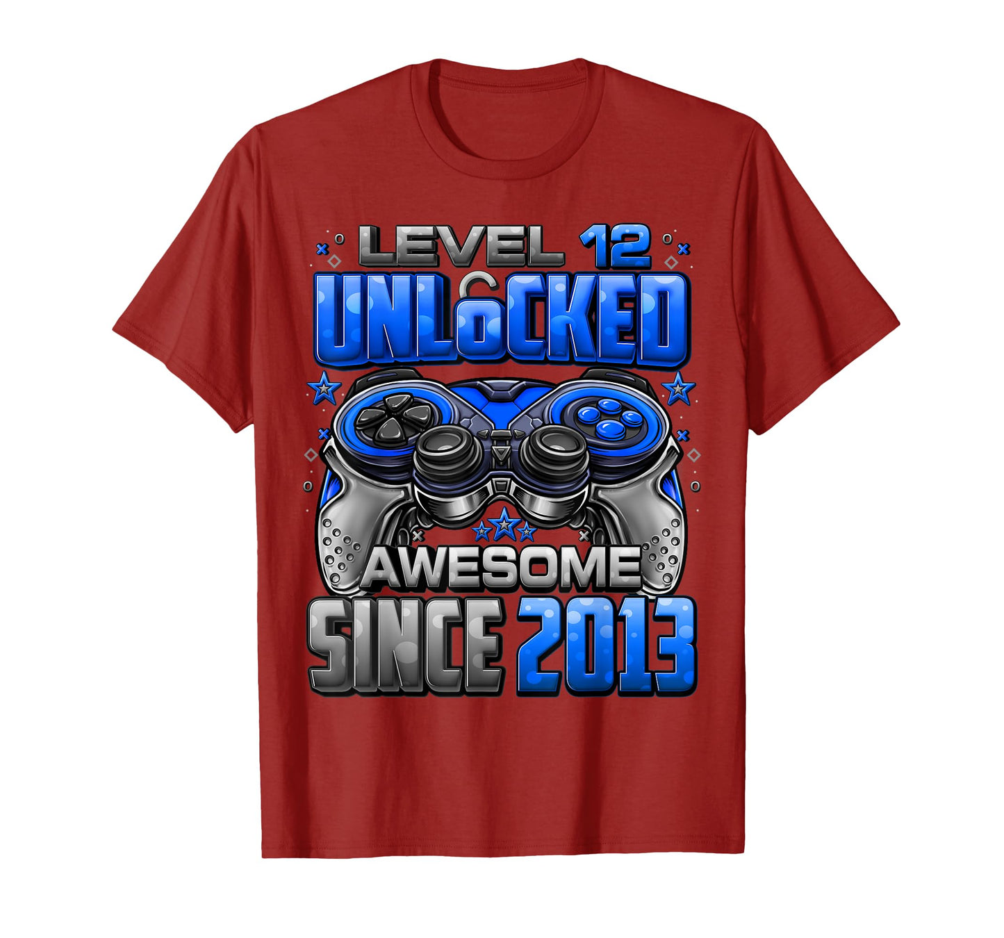 Level 12 Unlocked Awesome Since 2013 12th Birthday Gaming T-Shirt