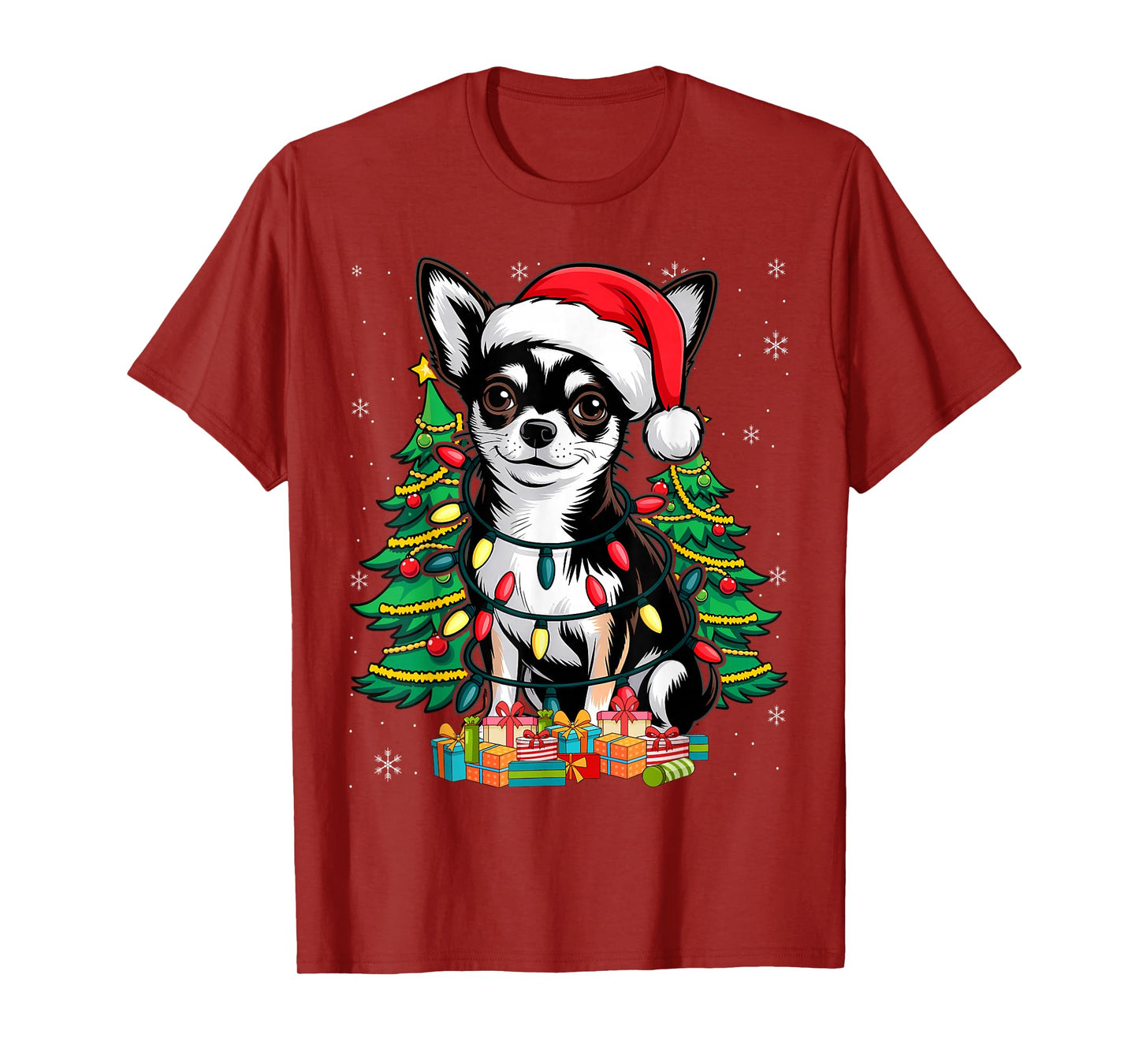Chihuahua Santa Christmas Tree Lights Xmas Boys Dog Dogmas T-Shirt