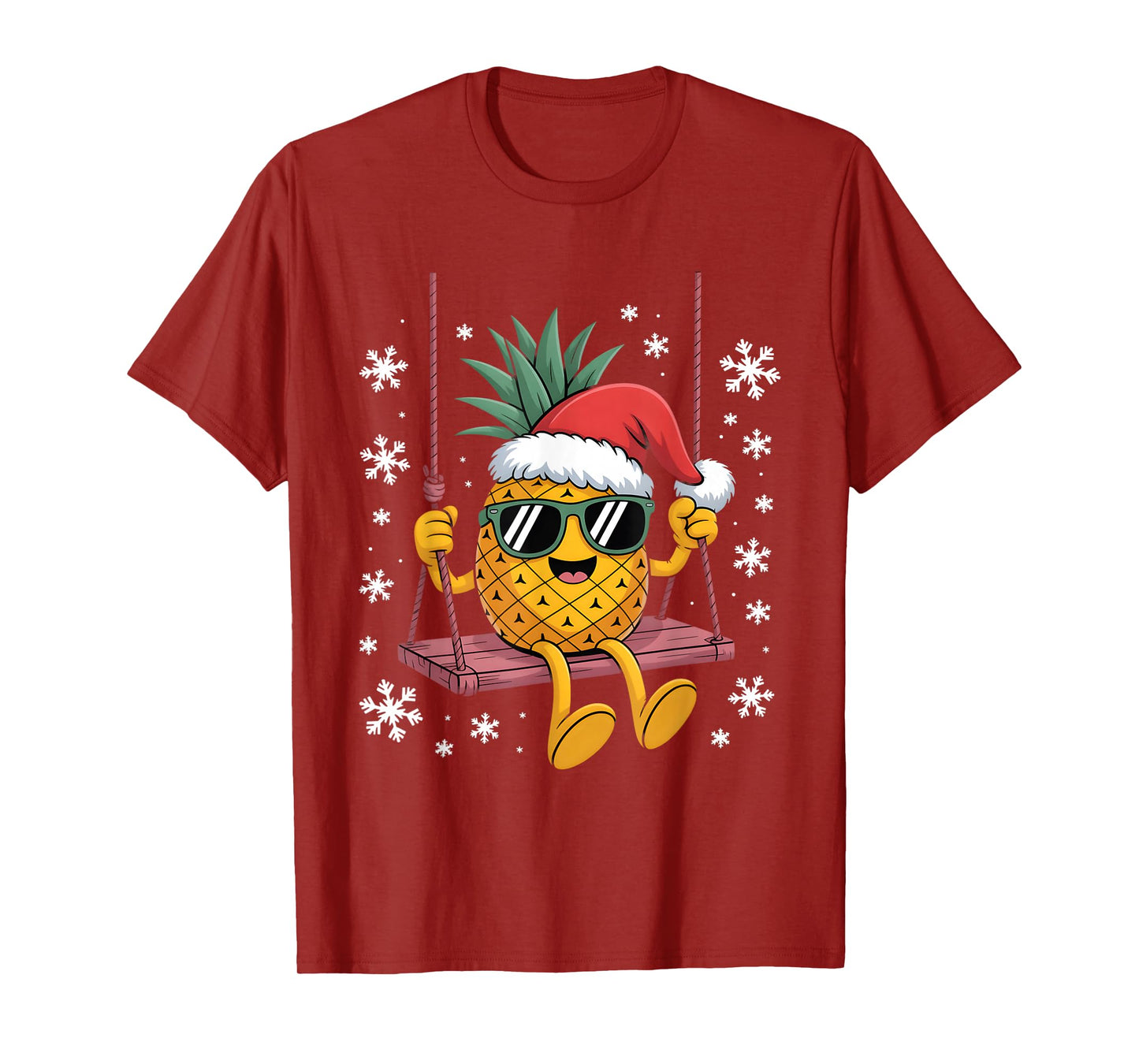 Swinging Pineapple Cartoon Santa Hat Christmas Kids Women T-Shirt