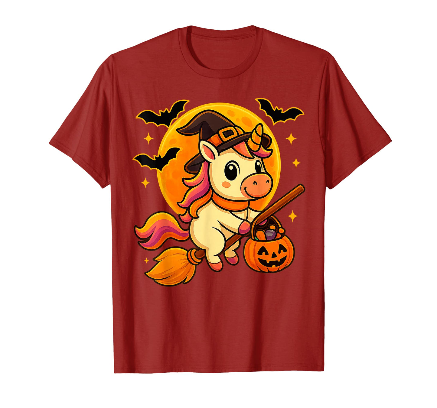 Cute Unicorn Witch Pumpkin Halloween Costume Boys Girls T-Shirt