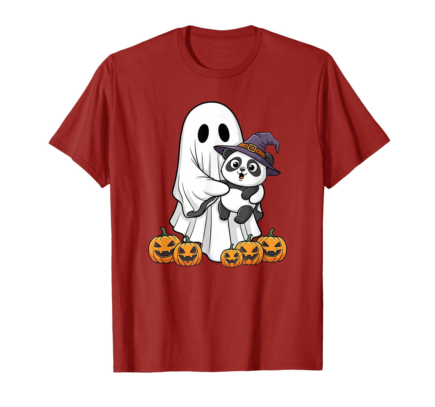 Funny Ghost Panda Pumpkin Halloween Kids Mens Womens T-Shirt