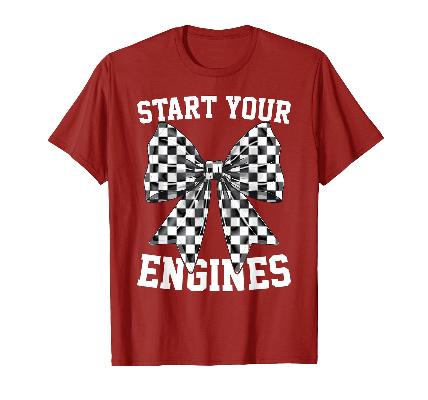 Start Your Engines Vintage Checkered Bow Race Car Lovers T-Shirt