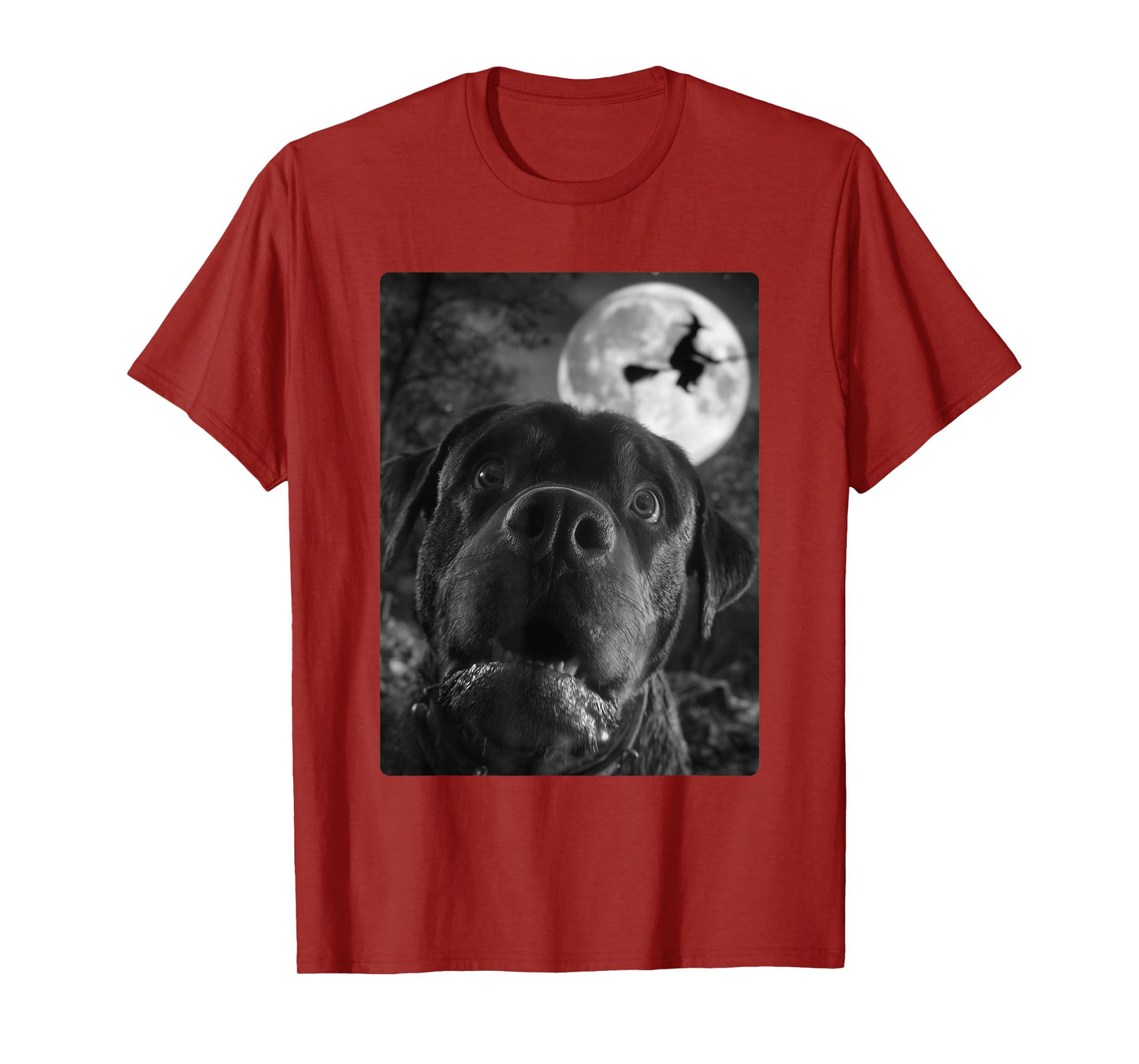 Funny Rottweiler Selfie Full Moon Flying Witch Halloween Dog T-Shirt