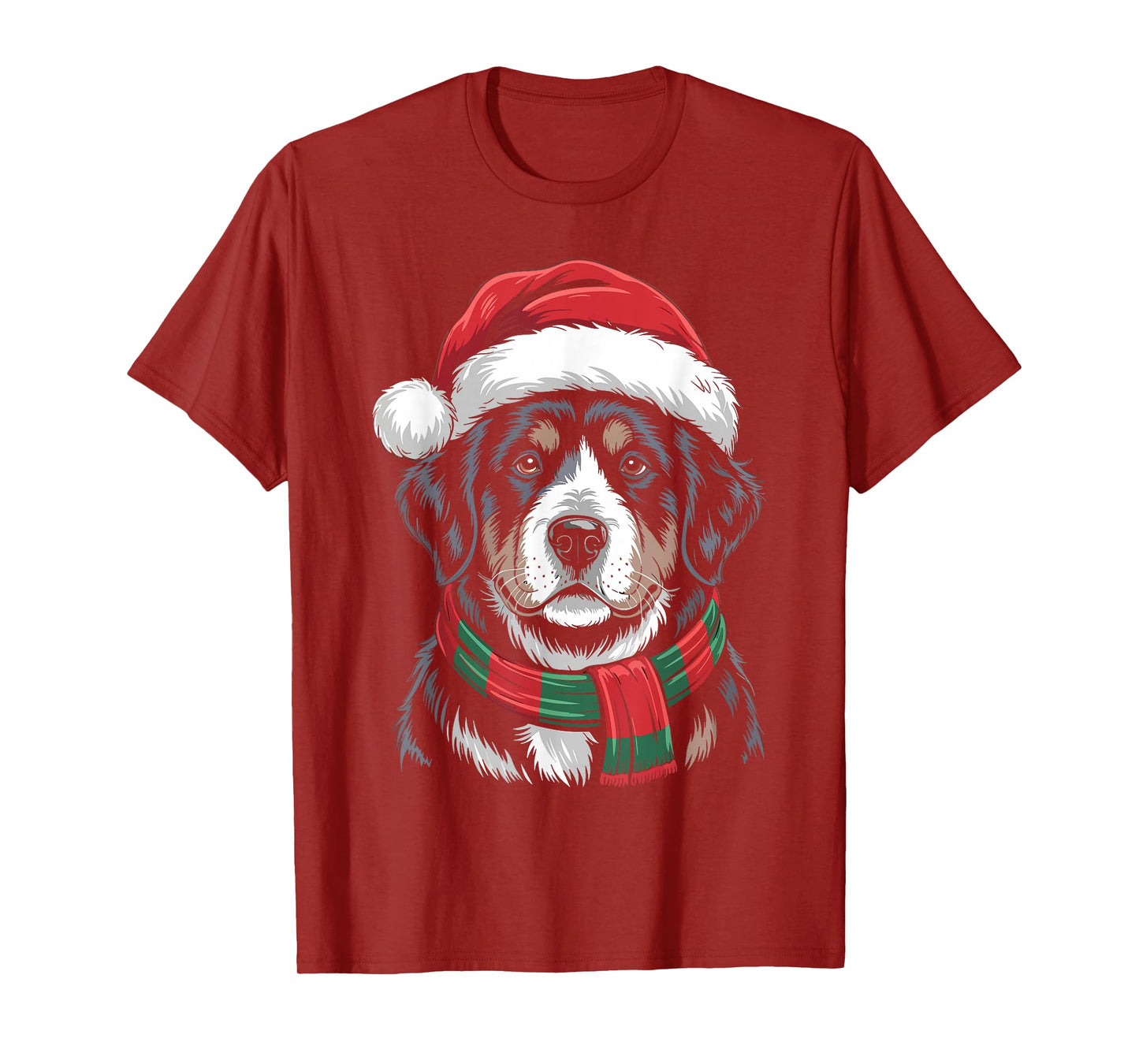Tibetan Mastiff Dog Xmas Santa Hat Scarf Christmas Costume T-Shirt