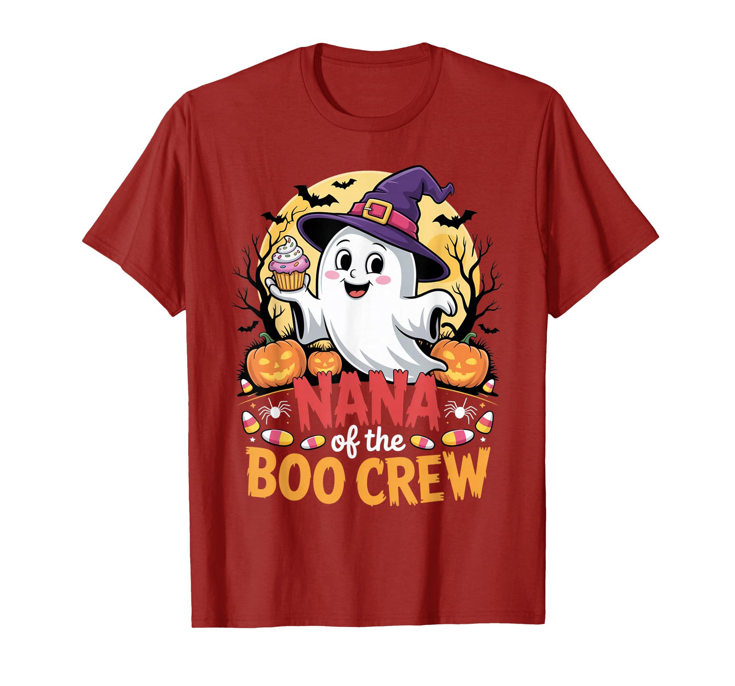 Nana of The Boo Crew Halloween Ghost Outfit with Pumpkins T-Shirt