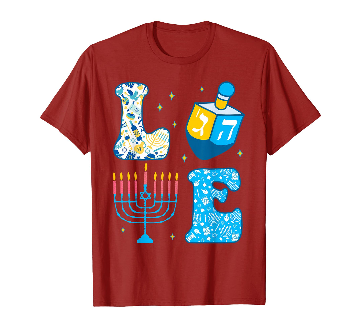 Love Cute Hanukkah Dreidel Menorah Chanukah Jewish Holiday T-Shirt