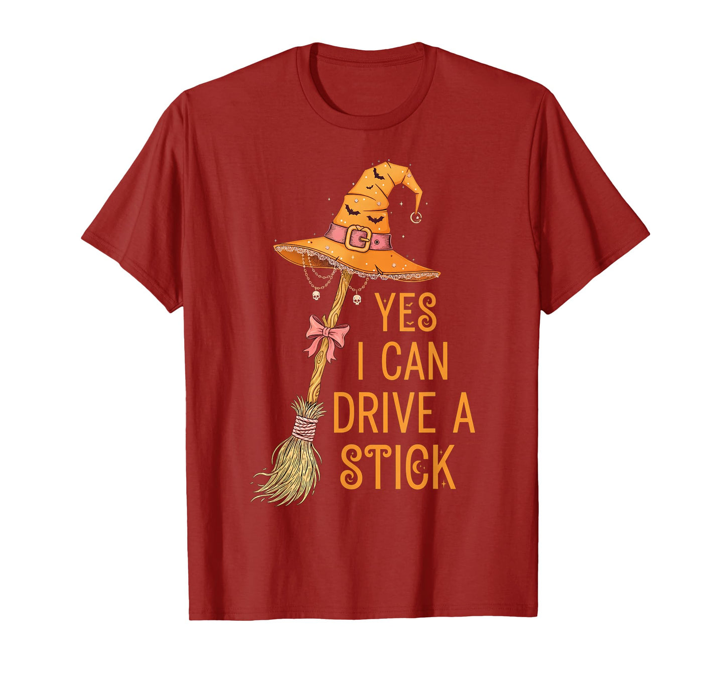 Yes I Can Drive A Stick Funny Halloween Spooky Witch T-Shirt