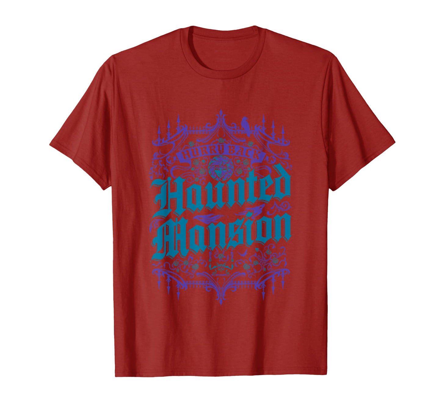The Haunted Mansion Hurry Back Gothic Pattern Chest Poster T-Shirt