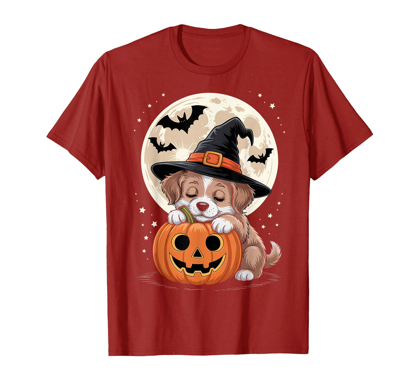Halloween Puppy Dog Witch Hat Pumpkin Spooky T-Shirt